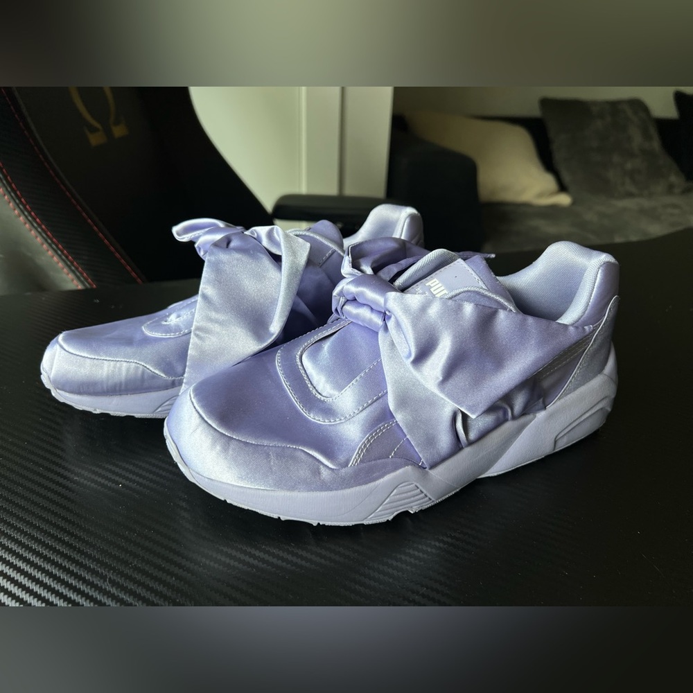 Puma Rihanna by Fenty Womens Lavender Purple Bow Sweet Satin Sneakers Size 8